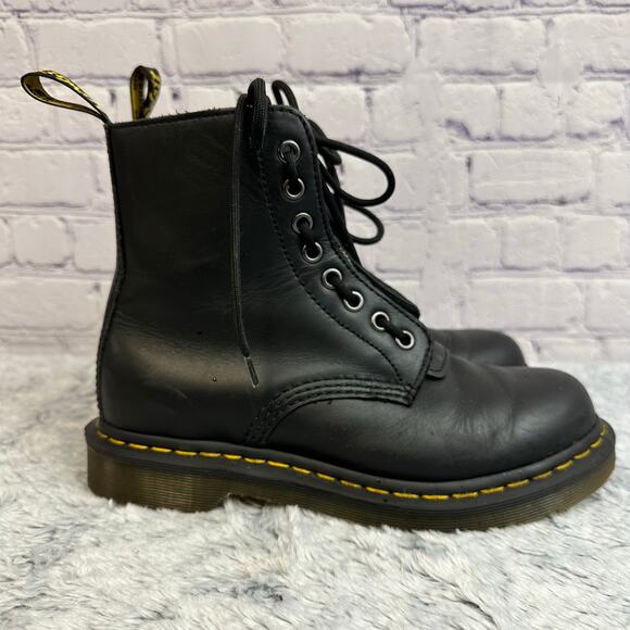 Dr Martens 1460 Pascal Front Zip Leather Boots Black Women's Size 7 - Picture 1 of 10